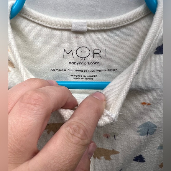 Mori organic Bamboo Cotton blend sleeper -gender neutral size 3/6mo cream - Picture 6 of 9